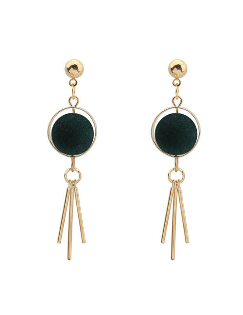 E794 Gold & Green Ball Tassel Earrings - Iris Fashion Jewelry