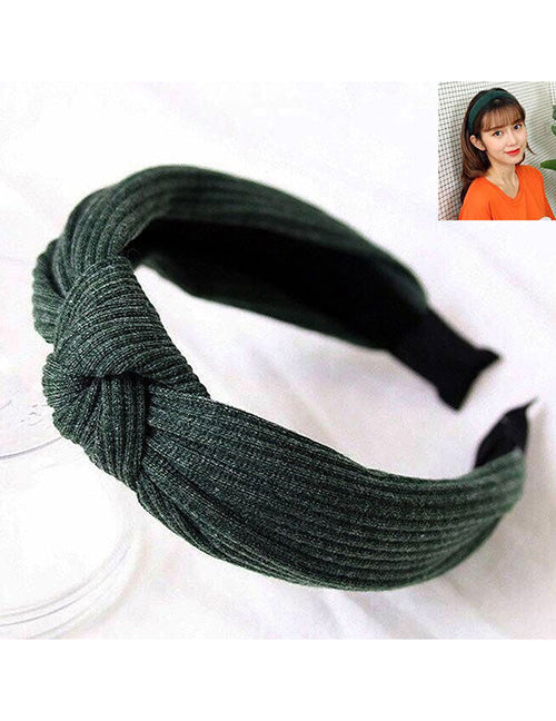 H148 Dark Green Ribbed Fabric Covered Head Band - Iris Fashion Jewelry