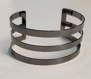 B795 Gun Metal Cuff Bracelet - Iris Fashion Jewelry