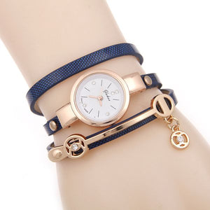 W198 Gold Navy Blue Wrap Collection Quartz Watch - Iris Fashion Jewelry
