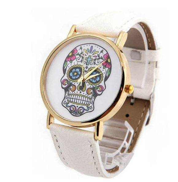 W271 White Band Sugar Skull Collection Quartz Watch - Iris Fashion Jewelry