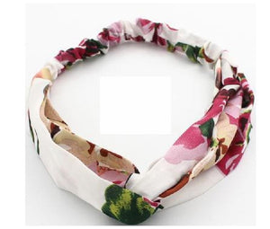 H296 White Geranium Floral Cloth Hair Band - Iris Fashion Jewelry