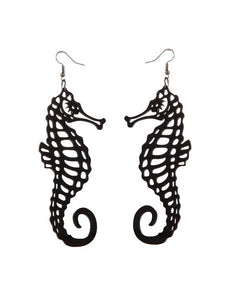 E1451 Black Acrylic Seahorse Earrings - Iris Fashion Jewelry
