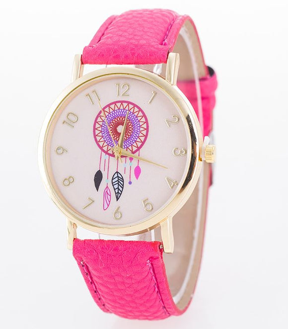 W559 Hot Pink Pink Face Dreamcatcher Collection Quartz Watch - Iris Fashion Jewelry