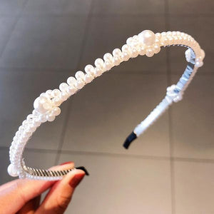 H566 White Pearl Flower Hair Band - Iris Fashion Jewelry