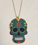 N1653 Green Sugar Skull Acrylic Long Necklace with FREE Earrings - Iris Fashion Jewelry