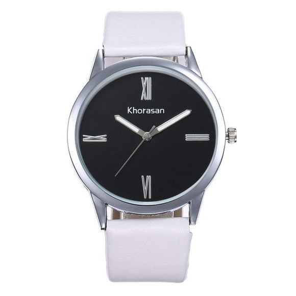 W257 White Band Black Face Sleek Quartz Watch - Iris Fashion Jewelry