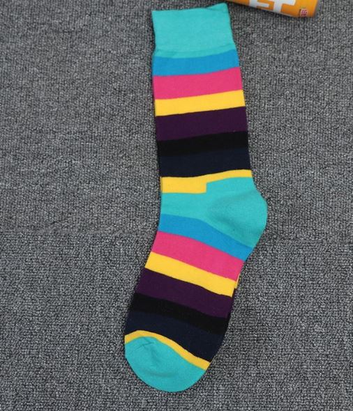 SF570 Teal Colorful Stripes Socks - Iris Fashion Jewelry