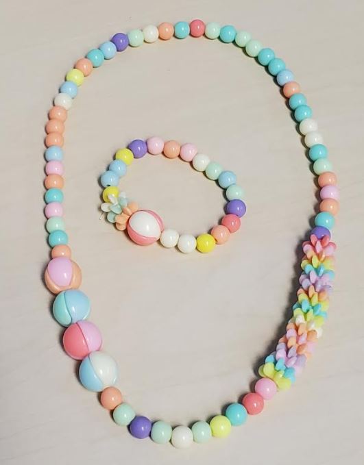 L145 Colorful Festive Beads Necklace & Bracelet Set - Iris Fashion Jewelry