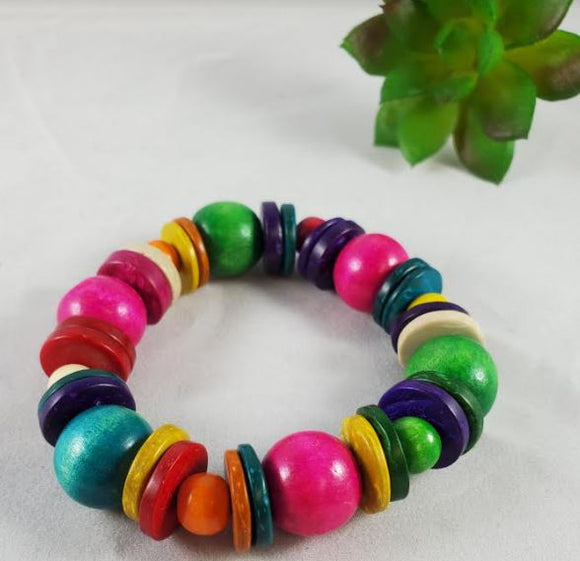 B286 Colorful Round Multi Bead Bracelet - Iris Fashion Jewelry