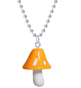N1260 Orange Mushroom on Beaded Chain Necklace with FREE Earrings - Iris Fashion Jewelry