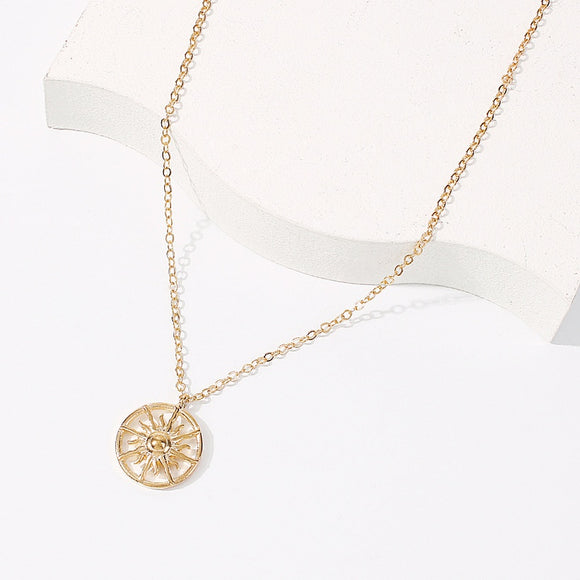 *N609 Gold Sun Necklace with Free Earrings - Iris Fashion Jewelry
