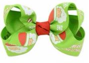 Z82 Lime Green Santa Merry Christmas Small Hair Bow Clip - Iris Fashion Jewelry
