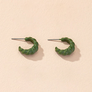 E1725 Small Green Twisted Open Hoop Earrings - Iris Fashion Jewelry