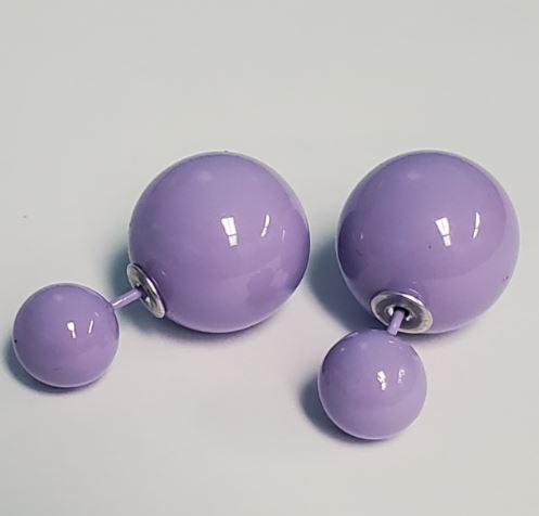 *E1073 Lavender Double Ball Earrings - Iris Fashion Jewelry