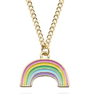 L109 Gold Pastel Rainbow Necklace FREE EARRINGS - Iris Fashion Jewelry