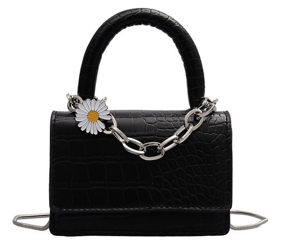PB130 Black Mini Crocodile Daisy Purse - Iris Fashion Jewelry