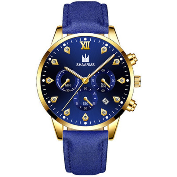 W06 Blue Band Gold Techno Time Collection Quartz Watch - Iris Fashion Jewelry