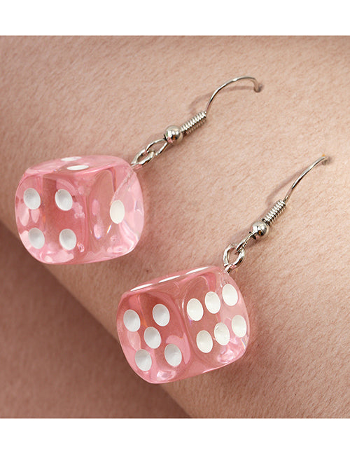 E1365 Light Pink 3D Dice Earrings - Iris Fashion Jewelry