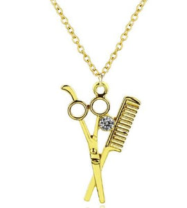 NX Gold Large Hairdresser Scissors Necklace with FREE EARRINGS - Iris Fashion Jewelry