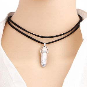 N30 White Crackle Crystal Leather Cord Choker Necklace with FREE Earrings - Iris Fashion Jewelry