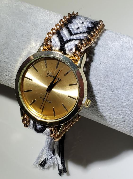 W583 Black White Gray Knitted Pull Cord Quartz Watch - Iris Fashion Jewelry