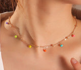 N1648 Gold Multi Color Bead Necklace with FREE Earrings - Iris Fashion Jewelry