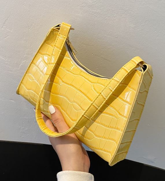 PB177 Yellow Crocodile Print Shoulder Bag - Iris Fashion Jewelry