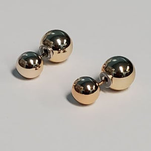 *E120 Champagne Small Double Ball Earrings - Iris Fashion Jewelry