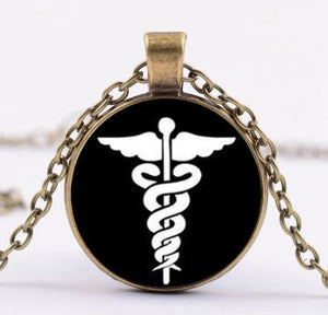 *N1665 Bronze Medical Symbol Necklace with FREE Earrings - Iris Fashion Jewelry