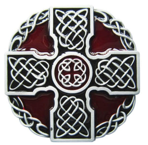 BU87 Red Celtic Knot Cross Belt Buckle - Iris Fashion Jewelry
