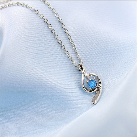 N1465 Silver Light Blue Swirl Design Necklace with FREE Earrings - Iris Fashion Jewelry