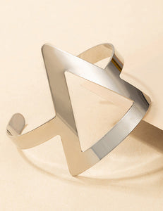 B1132 Silver Hollow Triangle Cuff Bracelet - Iris Fashion Jewelry