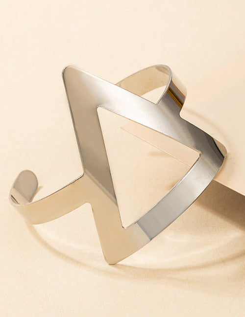 B1132 Silver Hollow Triangle Cuff Bracelet - Iris Fashion Jewelry