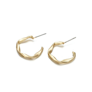 E817 Gold Twisted Hoop Earrings - Iris Fashion Jewelry