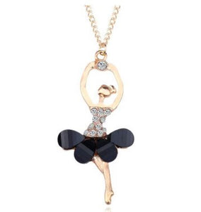 N1652 Gold Black Gemstone Ballerina Necklace with Free Earrings - Iris Fashion Jewelry