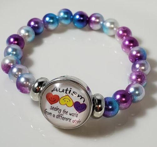 B1037 Purple & Blue Seeing the World from a different Angle Autism Awareness Bracelet - Iris Fashion Jewelry