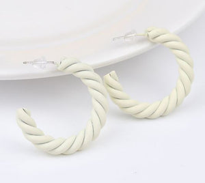 E1804 Ivory Twisted Hoop Earrings - Iris Fashion Jewelry