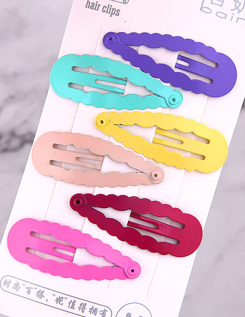 L343 Colorful Scalloped Hair Clips (Pack of 6) - Iris Fashion Jewelry