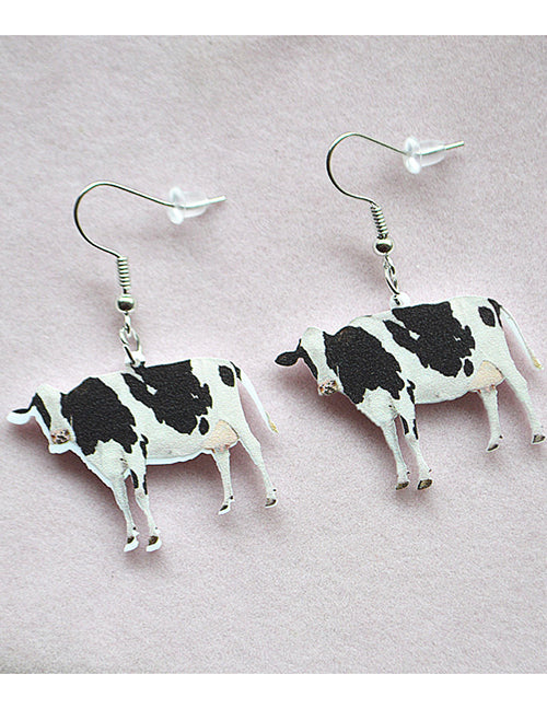 E1514 Black Cow Acrylic Earrings - Iris Fashion Jewelry