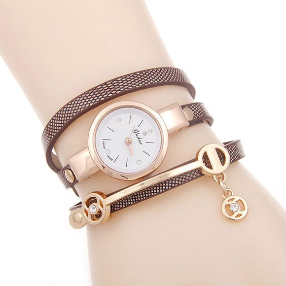 W196 Gold Brown Wrap Collection Quartz Watch - Iris Fashion Jewelry