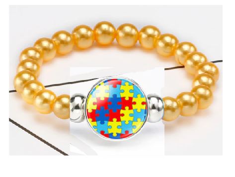 B992 Pearlized Yellow Bead Autism Awareness Bracelet - Iris Fashion Jewelry