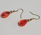 *E318 Peach Iridescent Gemstone Dangle Earrings - Iris Fashion Jewelry