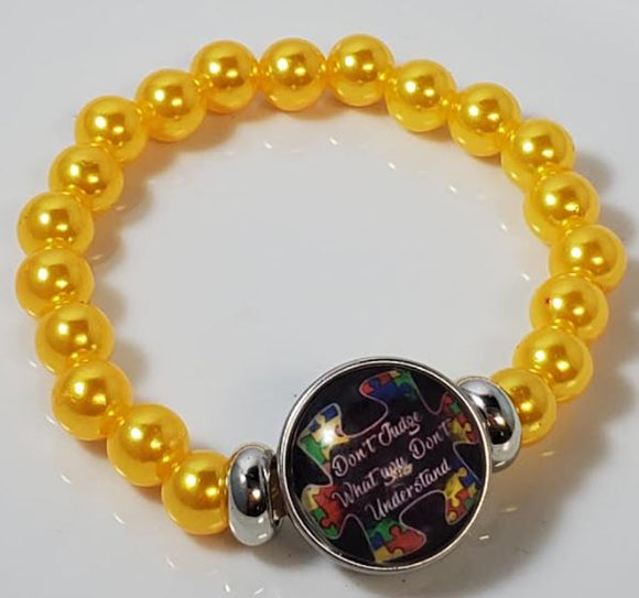 B1020 Yellow Pearls Don't Judge What You Don't Understand Autism Awareness Bracelet - Iris Fashion Jewelry