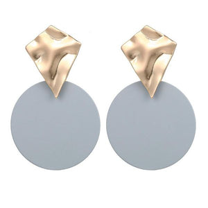 E1335 Gray Round Metal Gold Crinkle Earrings - Iris Fashion Jewelry