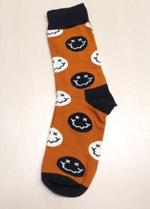 SF207 Burnt Orange Silly Smiley Face Socks - Iris Fashion Jewelry