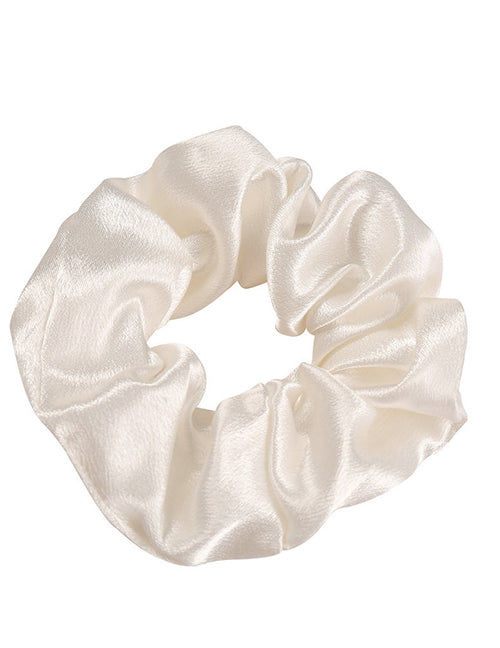 H547 White Sateen Hair Scrunchie - Iris Fashion Jewelry