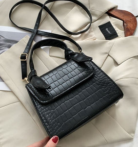 PB45 Black Crocodile Design Shoulder Bag - Iris Fashion Jewelry