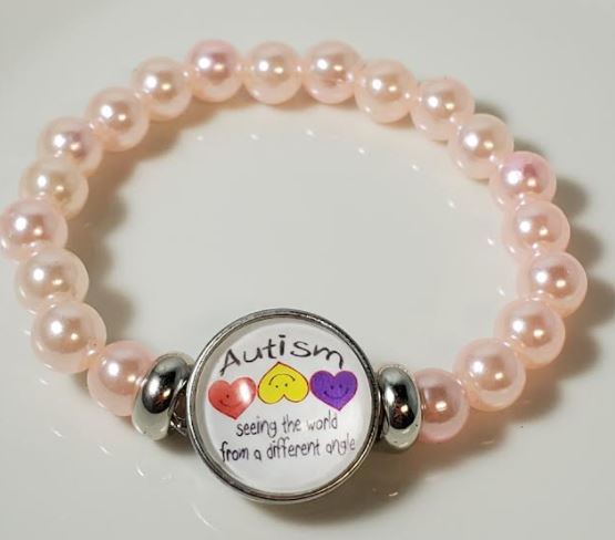 B1033 Pale Pink Seeing the World from a different Angle Autism Awareness Bracelet - Iris Fashion Jewelry