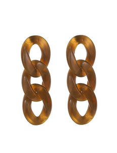 E568 Coffee Acrylic Chain Link Earrings - Iris Fashion Jewelry